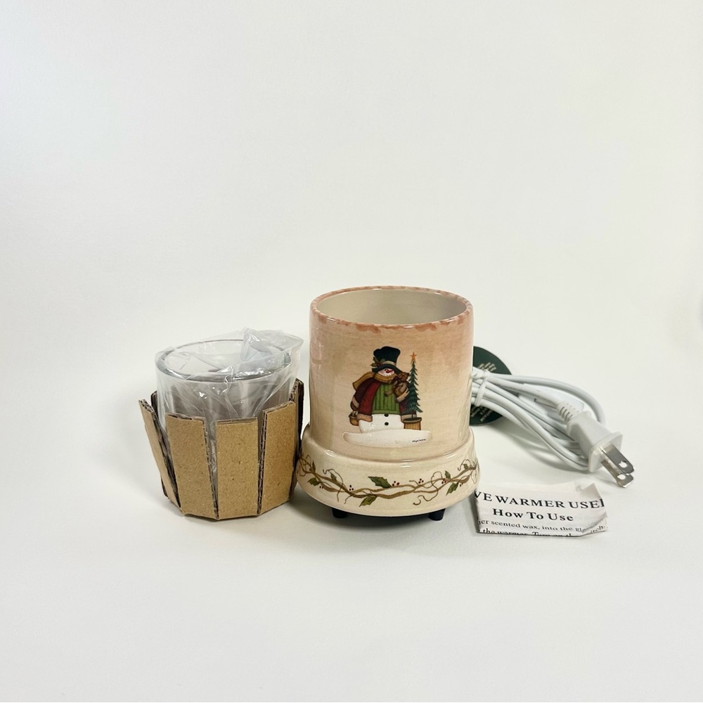 Crazy Mountain Snowman Small Electric Jar Votive Candle Warmer -Angela Anderson